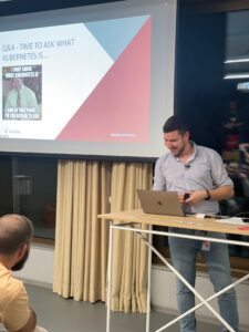 Ivan Iliev, DevOps Consultant during his AWS meetup lecture