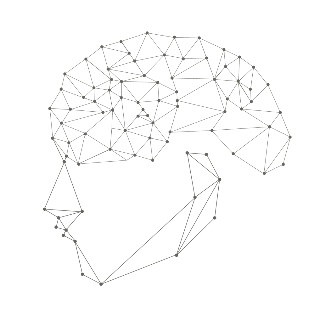 a sketch of human head representing neuron links