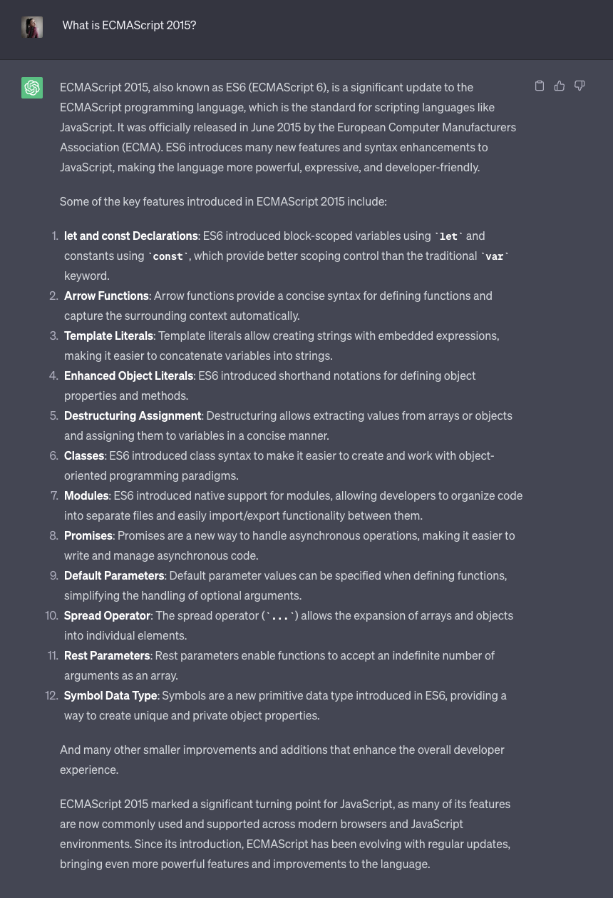 ChatGPT for coding_ECMAScript 2015