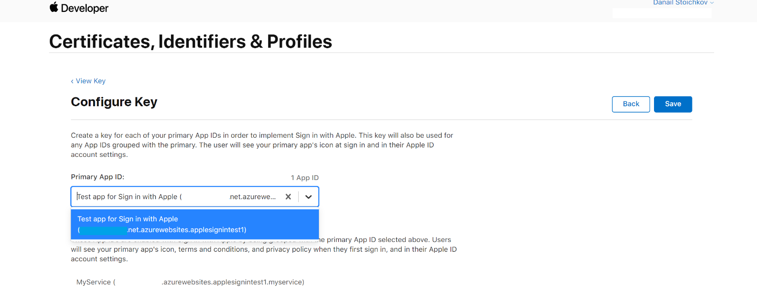 sign in with apple configure key