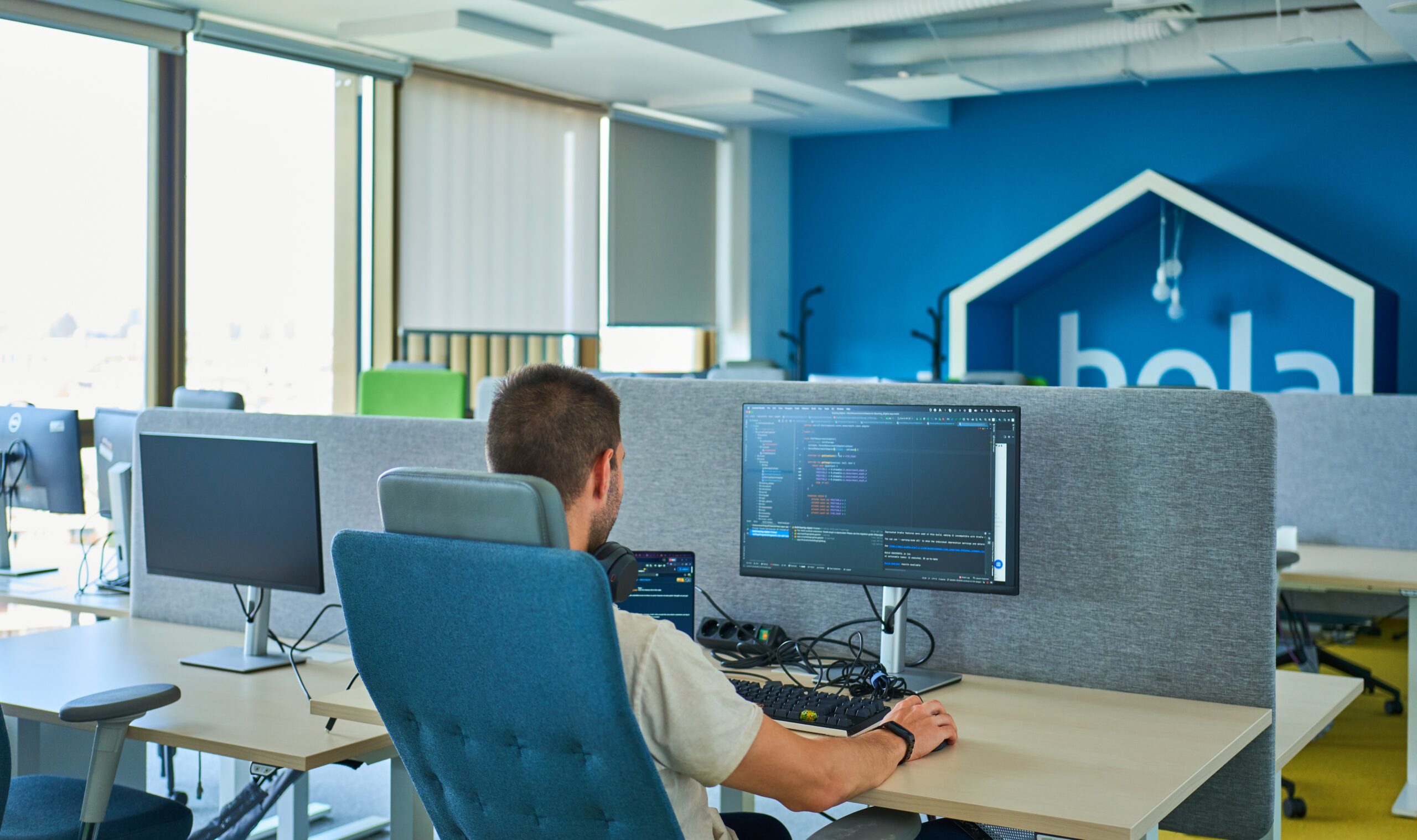 natural light green office